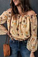 Load image into Gallery viewer, Floral Off-Shoulder Ruffle Hem Top
