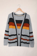 Load image into Gallery viewer, Striped Open Front Dropped Shoulder Longline Cardigan
