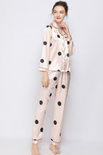 Load image into Gallery viewer, Satin Button-Up Lapel Collar Top and Pants Pajama Set
