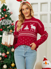 Load image into Gallery viewer, Christmas Reindeer Ribbed Trim Sweater DIBS CLASSIC
