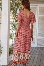 Load image into Gallery viewer, Bohemian Square Neck Flutter Sleeve Maxi Dress
