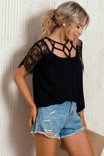 Load image into Gallery viewer, Strappy Neck Spliced Lace Top
