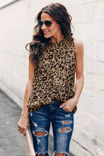 Load image into Gallery viewer, Leopard Print Ruffled Neck Tank Top
