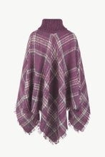 Load image into Gallery viewer, Plaid Turtleneck Fringe Detail Poncho
