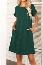 Load image into Gallery viewer, Flounce Sleeve Round Neck Dress with Pockets
