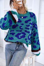 Load image into Gallery viewer, Leopard Round Neck Long Sleeve Sweater
