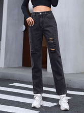 Load image into Gallery viewer, Distressed Straight Leg Jeans
