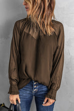Load image into Gallery viewer, Frill Trim High Neck Sheer Blouse
