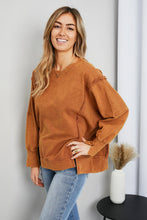 Load image into Gallery viewer, Sew In Love Full Size Exposed Seam Slit Sweatshirt
