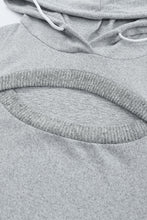 Load image into Gallery viewer, Cutout Ribbed Trim Drawstring Hoodie
