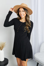 Load image into Gallery viewer, Zenana Portland Pines Full Size Henley Dress in Black
