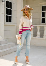 Load image into Gallery viewer, Striped Half-Zip Collared Sweater
