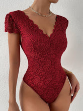 Load image into Gallery viewer, Lace Trim V-Neck Bodysuit
