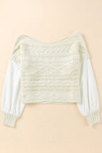 Load image into Gallery viewer, Faux Layered Cable-Knit Lantern Sleeve Sweater
