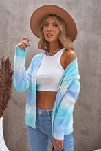 Load image into Gallery viewer, Tie-Dye Cable-Knit Raglan Sleeve Open Front Cardigan
