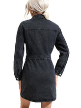 Load image into Gallery viewer, Buttoned Collared Neck Denim Mini Dress

