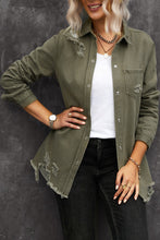 Load image into Gallery viewer, Distressed Snap Down Denim Jacket
