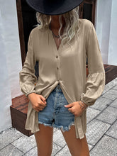 Load image into Gallery viewer, Double Take Notched Neck Balloon Sleeve Shirt
