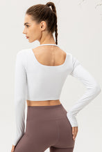 Load image into Gallery viewer, Twist Front Square Neck Long Sleeve Cropped Sports Top
