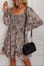 Load image into Gallery viewer, Floral Long Flounce Sleeve Square Neck Dress
