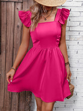 Load image into Gallery viewer, Square Neck Butterfly Sleeve A-Line Dress
