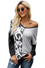 Load image into Gallery viewer, Leopard &amp; Striped Print V-neck Tee
