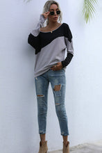 Load image into Gallery viewer, Two-Tone Off-Shoulder Rib-Knit Top
