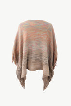 Load image into Gallery viewer, Heathered Boat Neck Fringed Poncho
