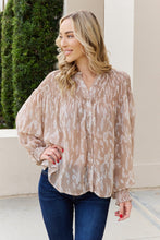 Load image into Gallery viewer, Mine and E&amp;M Full Size Printed Button Down Smocked Lantern Sleeve Blouse
