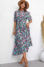 Load image into Gallery viewer, Floral Notched Neck Half Sleeve Dress
