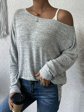 Load image into Gallery viewer, Heathered Asymmetrical Neck Slit Tunic Top
