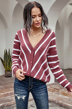 Load image into Gallery viewer, Striped V-Neck Cardigan
