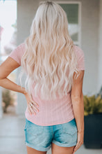 Load image into Gallery viewer, Textured Breast Pocket Buttoned Tee Shirt
