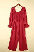 Load image into Gallery viewer, Smocked Long Flounce Sleeve Square Neck Jumpsuit
