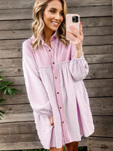 Load image into Gallery viewer, Buttoned Collared Neck Dropped Shoulder Mini Dress
