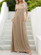 Load image into Gallery viewer, Round Neck Short Sleeve Maxi Dress with Pockets
