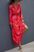 Load image into Gallery viewer, Floral Drawstring Waist Long Sleeve Dress
