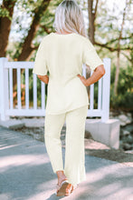 Load image into Gallery viewer, Quarter Button Knit Top and Wide Leg Pants Lounge Set
