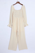 Load image into Gallery viewer, Smocked Long Flounce Sleeve Square Neck Jumpsuit
