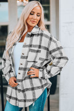 Load image into Gallery viewer, Plaid Curved Hem Dropped Shoulder Longline Shirt Jacket
