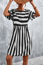 Load image into Gallery viewer, Striped Flounce Sleeve Dress
