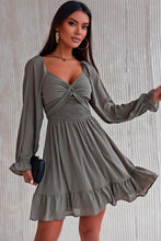 Load image into Gallery viewer, Smocked Long Flounce Sleeve Ruffle Hem Dress
