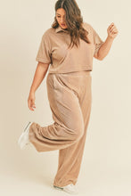 Load image into Gallery viewer, Kimberly C Full Size Cropped Polo Shirt and Wide Leg Pants Set in Taupe
