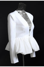 Load image into Gallery viewer, GAWQO Bubble Hem V-Neck Blazer
