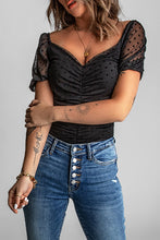 Load image into Gallery viewer, Polka Dot Ruched Sweetheart Neck Top
