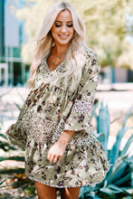 Load image into Gallery viewer, Floral Leopard Bell Sleeve Dress
