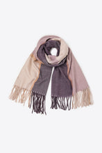 Load image into Gallery viewer, Contrast Fringe Detail Herringbone Scarf
