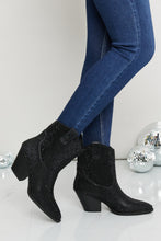 Load image into Gallery viewer, Forever BLACK Rhinestone Cowboy Booties DIBS 1010
