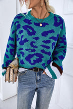 Load image into Gallery viewer, Leopard Round Neck Long Sleeve Sweater
