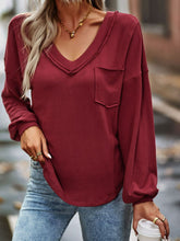 Load image into Gallery viewer, Seam Detail V-Neck Lantern Sleeve Top
